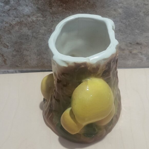 Vintage Ceramic Tree Stump Mushrooms Planter Vase - Picture 6 of 10